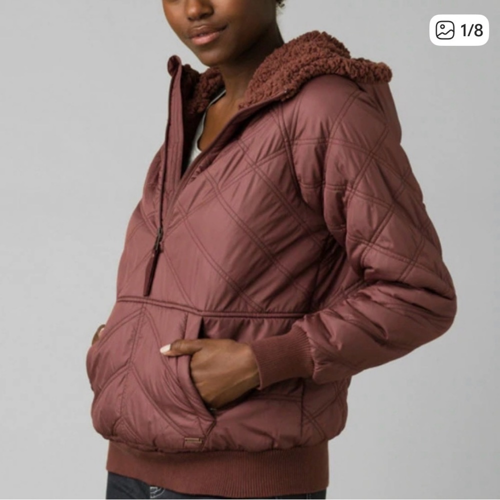 prAna Esla Half-Zip Pullover jacket maroon size small